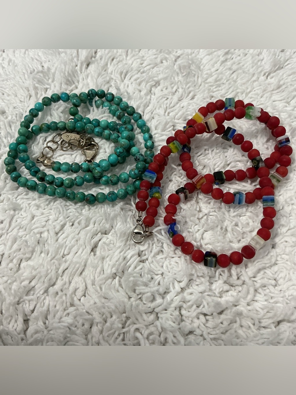 Two 925 Clasp Beaded Necklaces